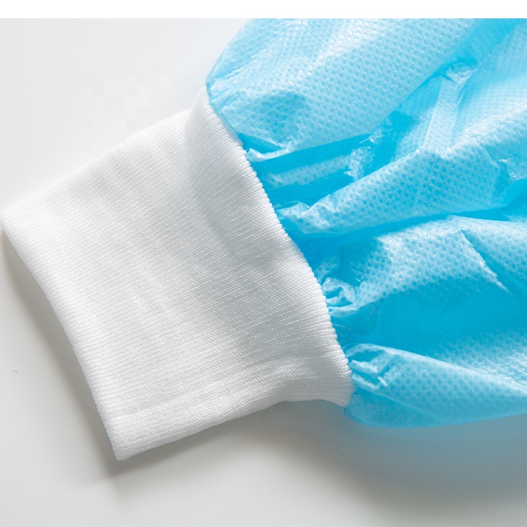 Disposable insolation gown pp pe non woven material blue color